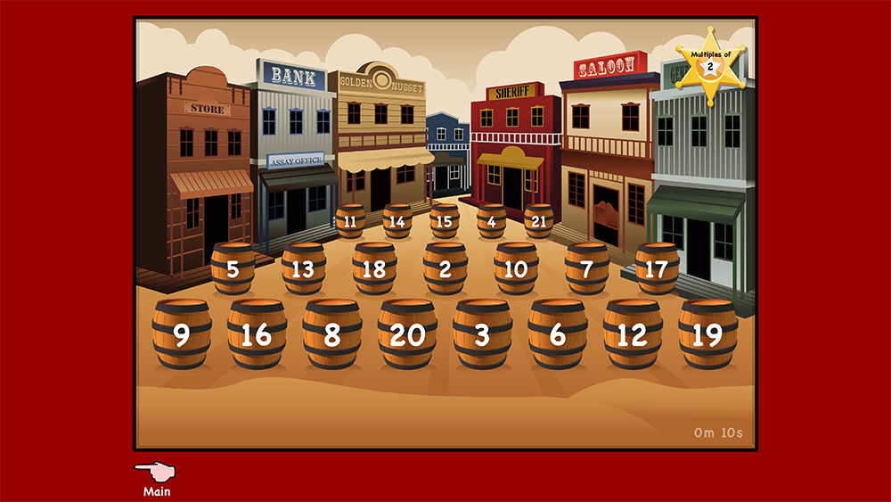 Wild west multiples game for practising times tables and multiples